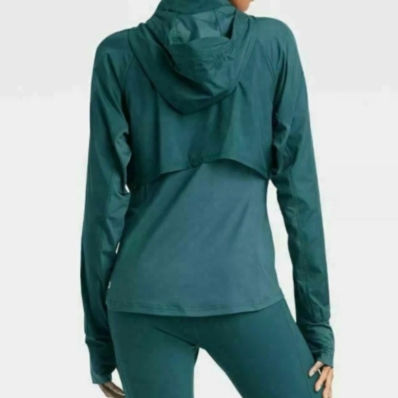 All in Motion Womens Teal Hooded Windbreaker Jacket | Size XL | Sport Zip-up - Picture 3 of 11